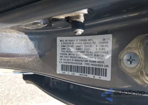 2012 Honda Civic Ex-L from USA, damaged, VIN 2HGFB2F95CH307638